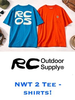 RC Outdoor Supply 2 Pair Blue & Orange Graphic Tee Shirt Set Mens size L